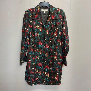 DAVID BROOKS LONG LINE EMBROIDERED BLAZE/COAT WITH POCKETS - SIZE LARGE